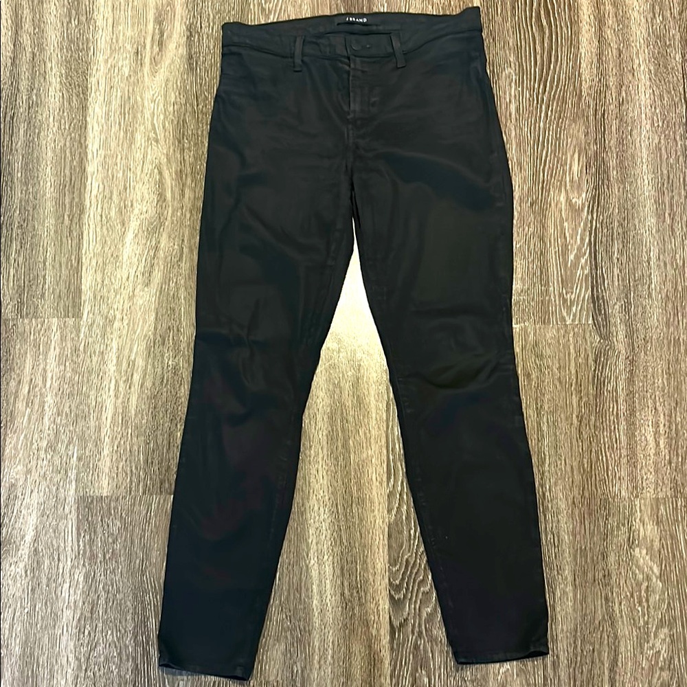 J Brand Super Skinny Shiny Black Jeans